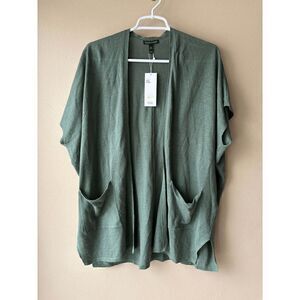 Eileen Fisher Nori Open Front Green Short Sleeve Cardigan Women's Size XXS